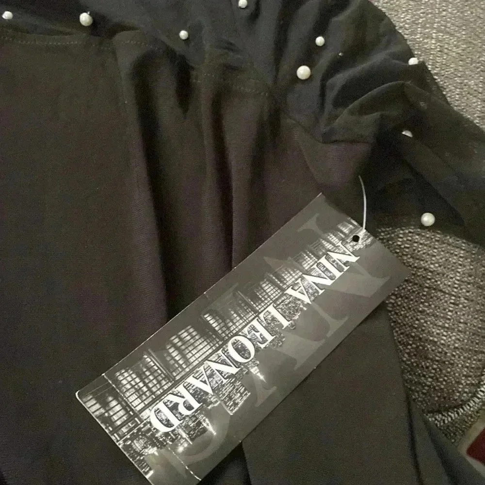 Nina Leonard black beaded dress - Picture 9 of 11